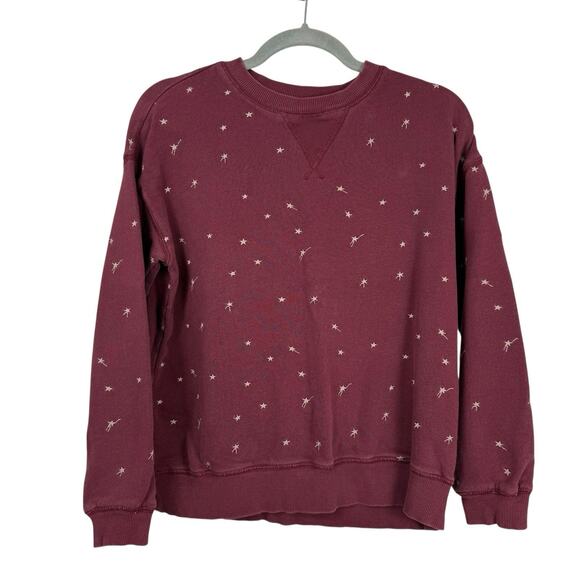 Lou & Grey Sweatshirt Womens Extra Small Red Star Embroidered Boxy Relaxed - Picture 1 of 9
